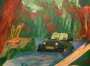 Jeep in water